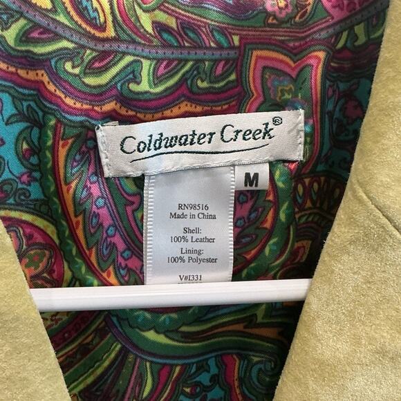 Coldwater Creek Womens Leather Jacket Size Medium Light Green Boho Western Fairy - Picture 2 of 9